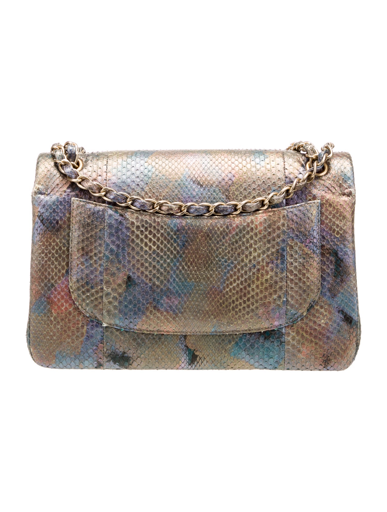 Chanel Python Classic Jumbo Double Flap Bag